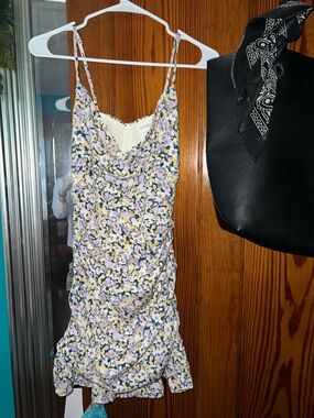 Storia Pastel Yellow and Lavender Floral Slip Dress